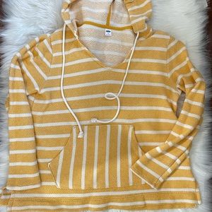 Womens Poncho, Old Navy Poncho, yellow shirt, striped shirt, long sleeve